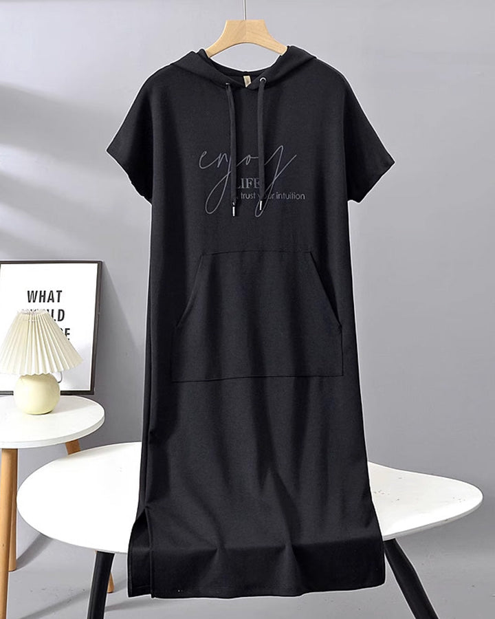 Robe À Capuche Décontractée En Coton