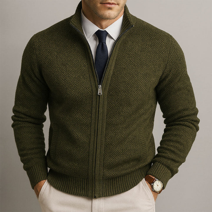 Cardigan Zippé En Laine Mérinos