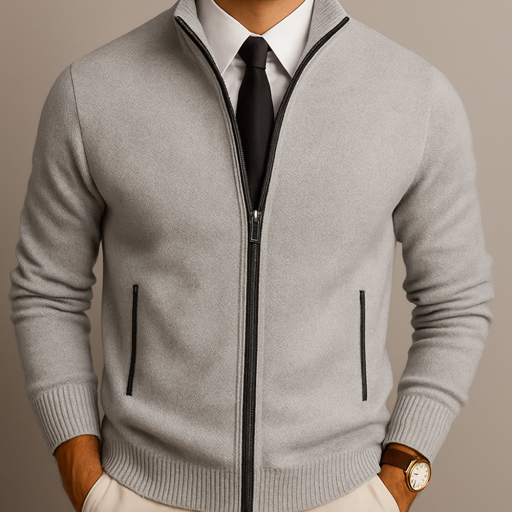 Cardigan Zippé En Laine Mérinos