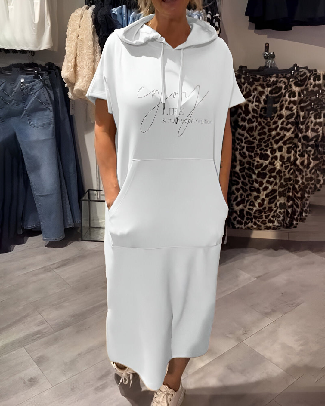 Robe À Capuche Décontractée En Coton