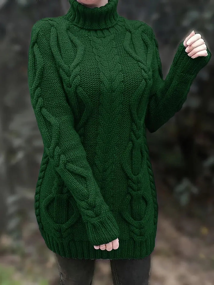 Pull-Robe À Col Roulé En Maille Torsadée Épaisse