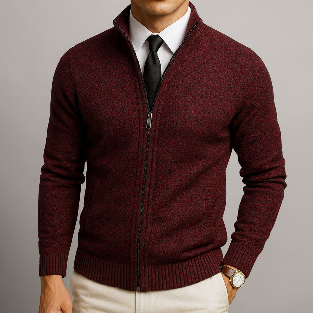 Cardigan Zippé En Laine Mérinos
