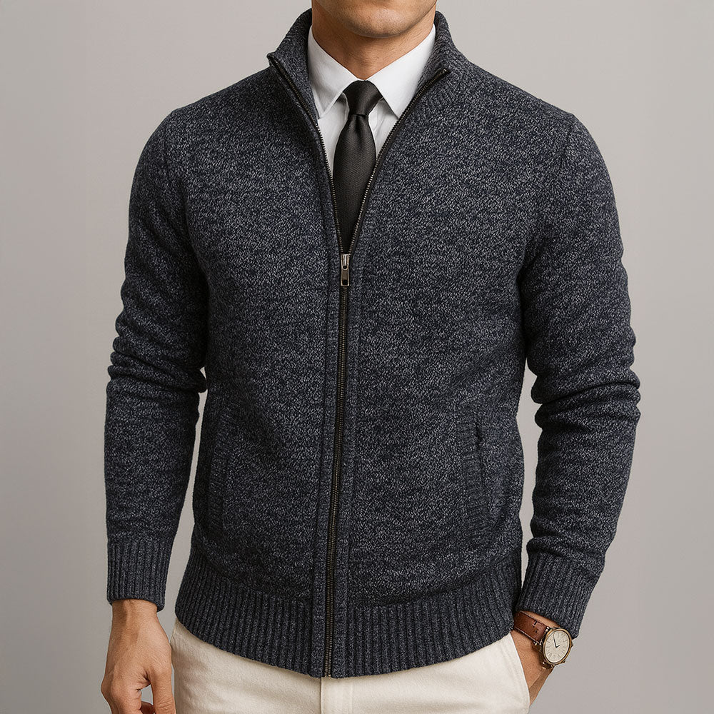Cardigan Zippé En Laine Mérinos