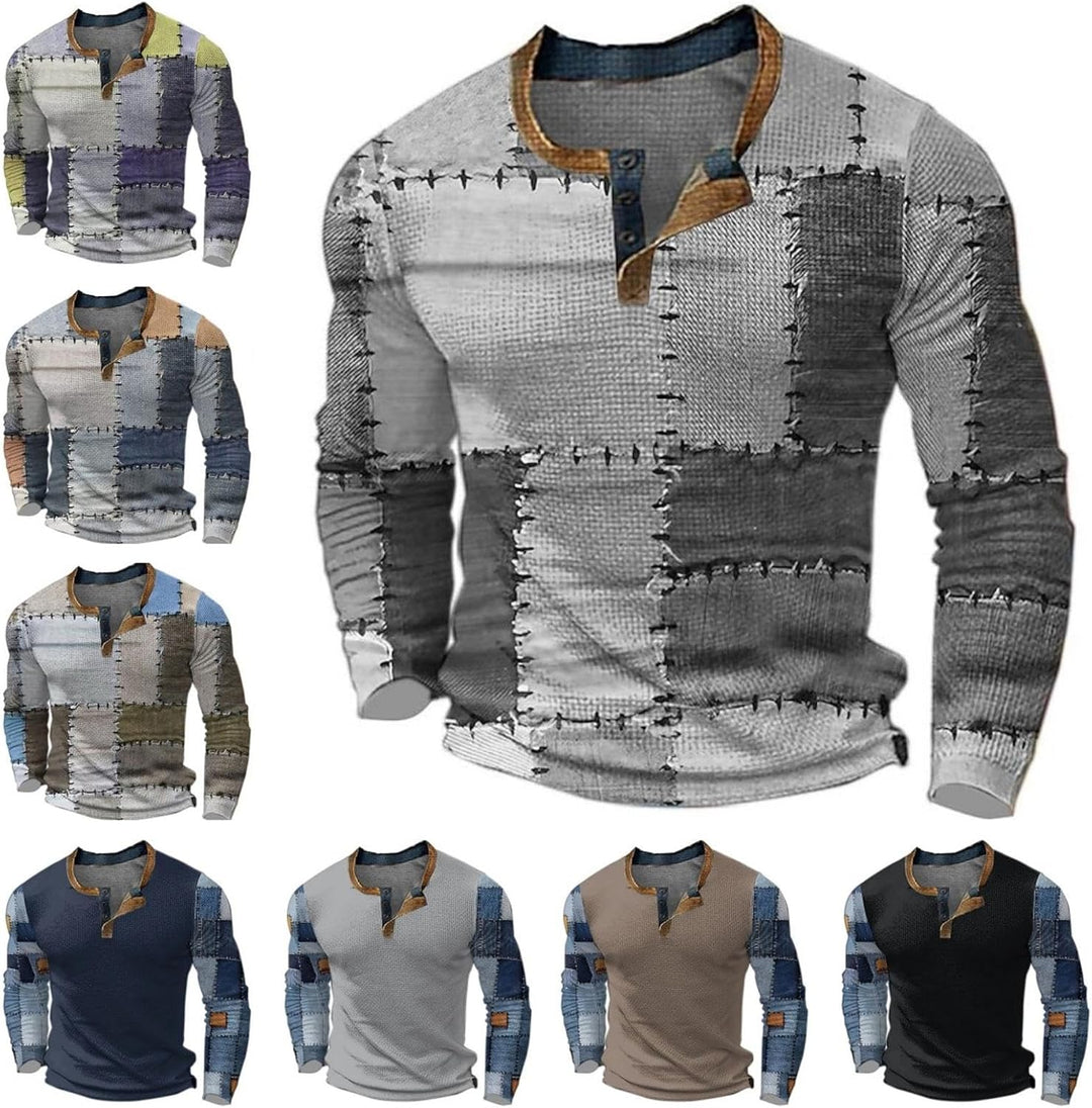 Quentin™ | T-shirt vintage à carreaux patchwork pour homme