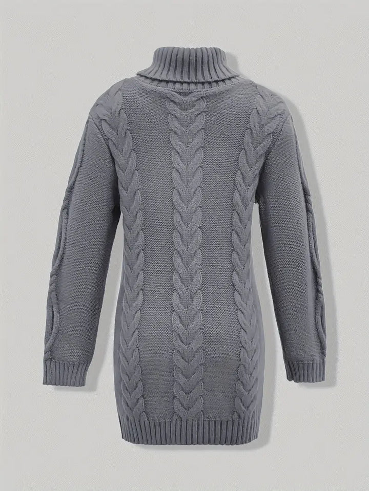 Pull-Robe À Col Roulé En Maille Torsadée Épaisse