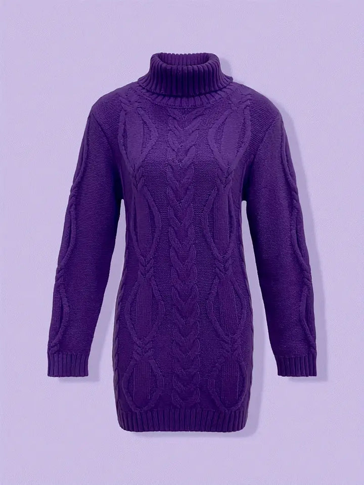 Pull-Robe À Col Roulé En Maille Torsadée Épaisse