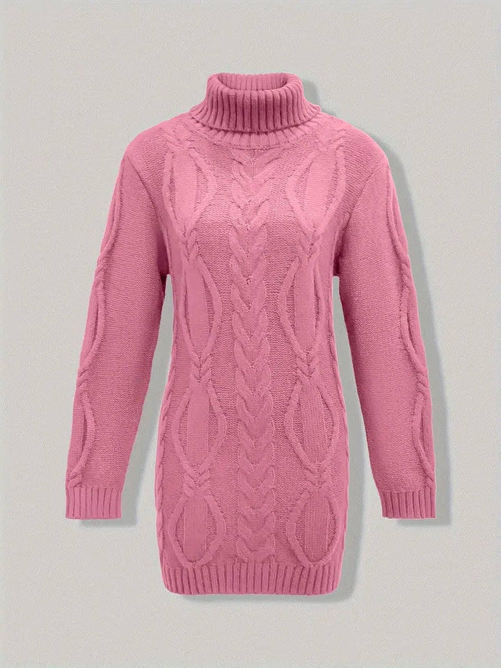 Pull-Robe À Col Roulé En Maille Torsadée Épaisse