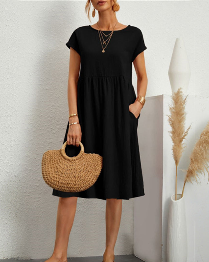 Élodie | Robe ample confortable et élégante à encolure ronde