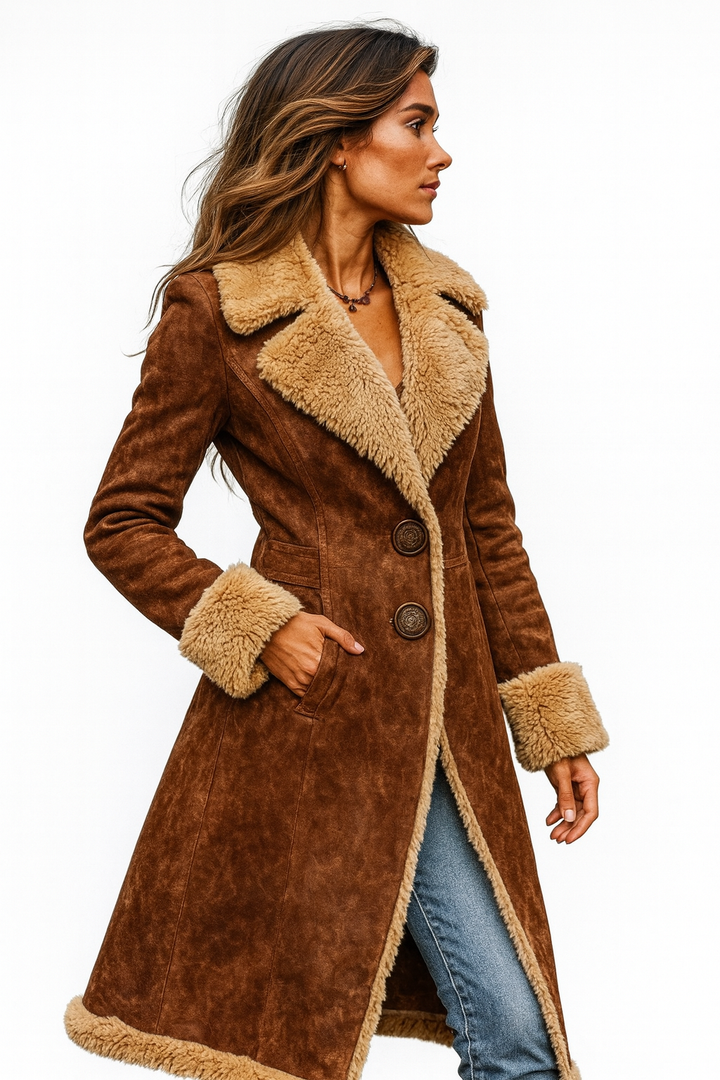 ALMA | Manteau long d'inspiration vintage avec fourrure synthétique