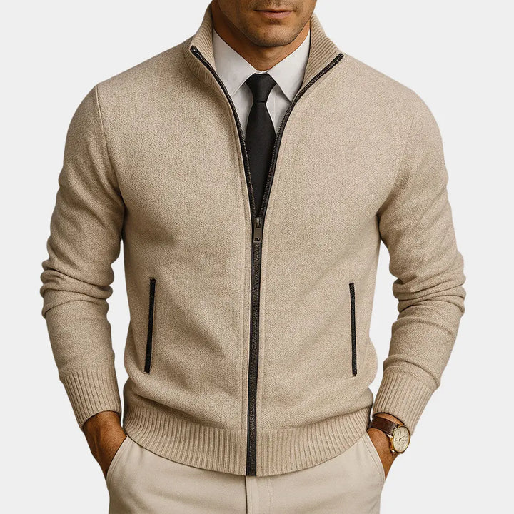 Cardigan Zippé En Laine Mérinos