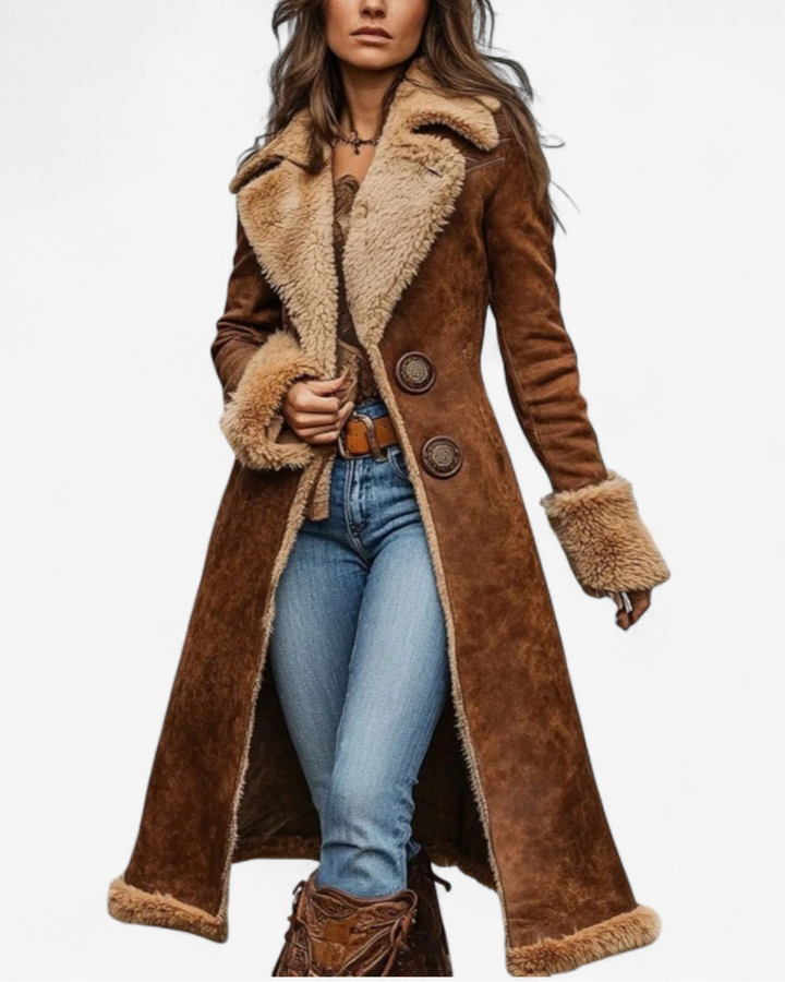 ALMA | Manteau long d'inspiration vintage avec fourrure synthétique