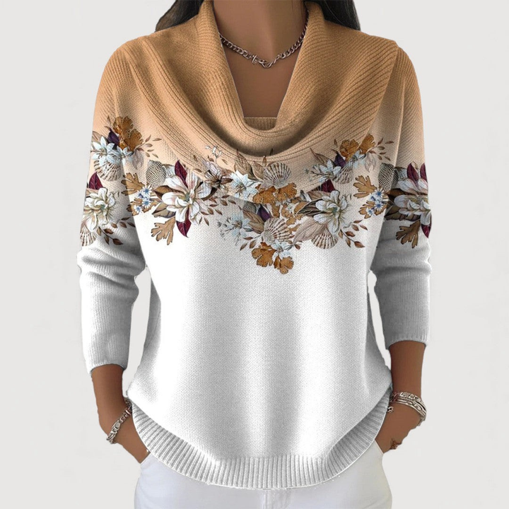 Amour | Pull à fleurs avec col souple