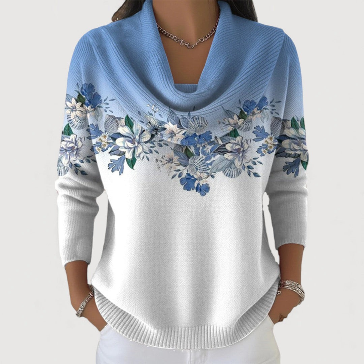 Amour | Pull à fleurs avec col souple