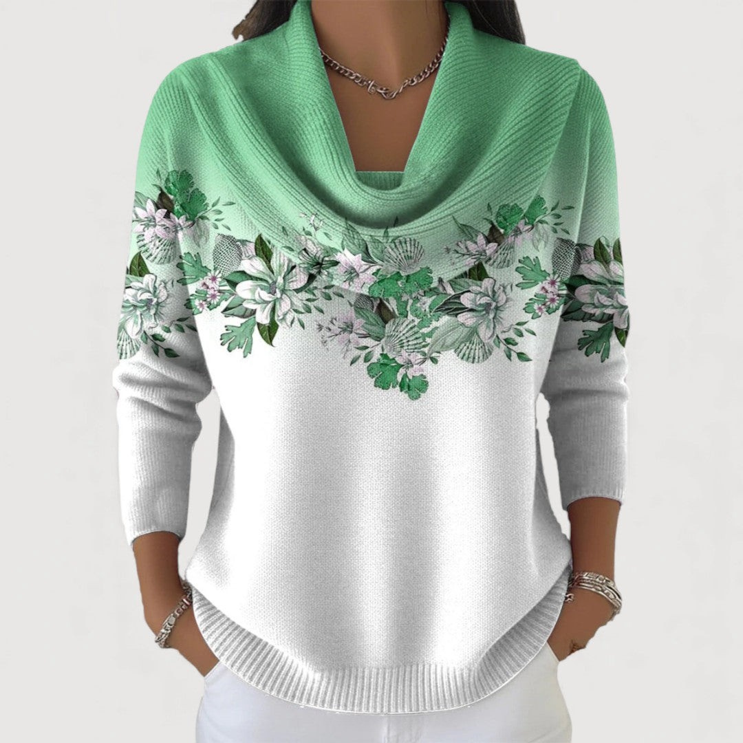 Amour | Pull à fleurs avec col souple