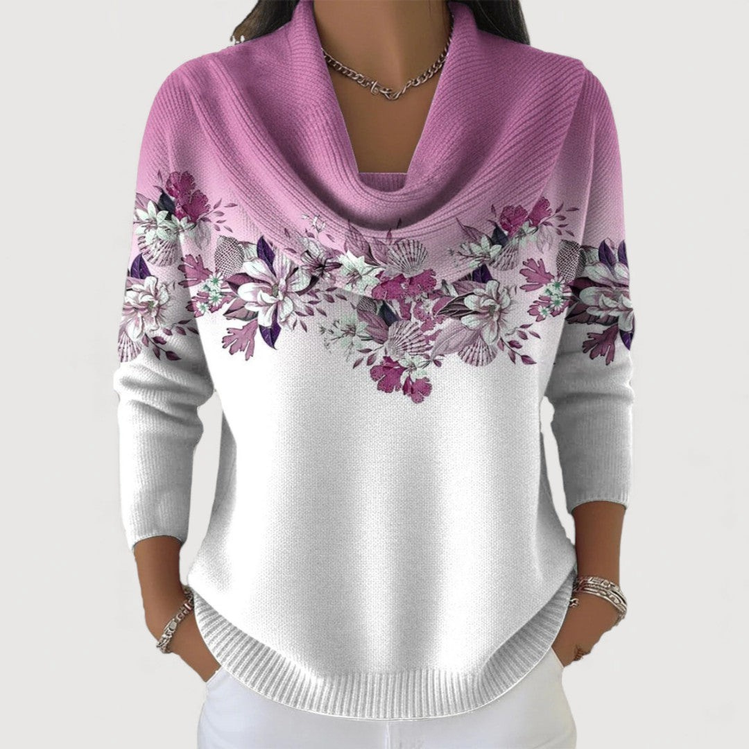 Amour | Pull à fleurs avec col souple