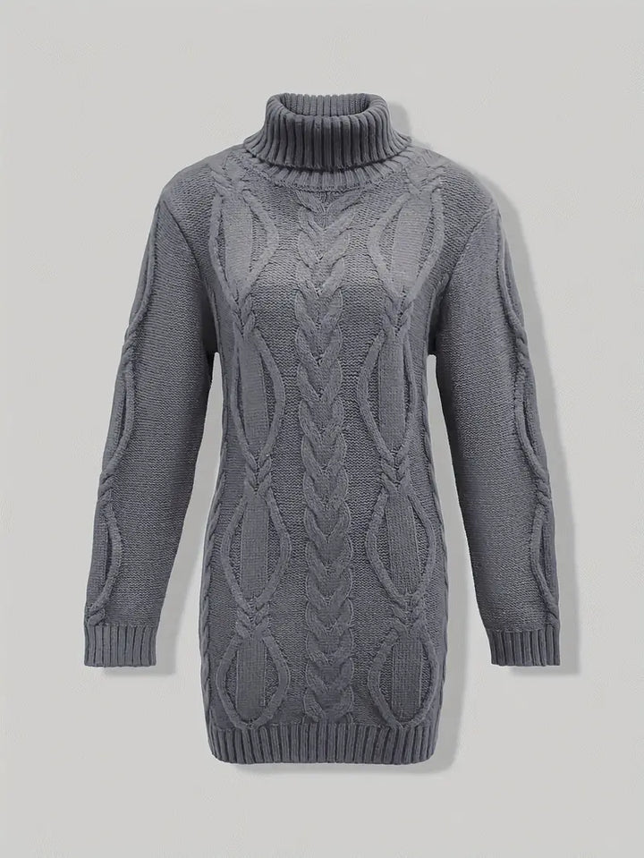 Pull-Robe À Col Roulé En Maille Torsadée Épaisse
