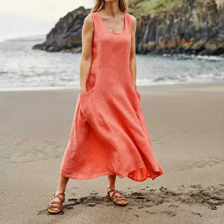 Robe Sans Manches En Coton & Lin