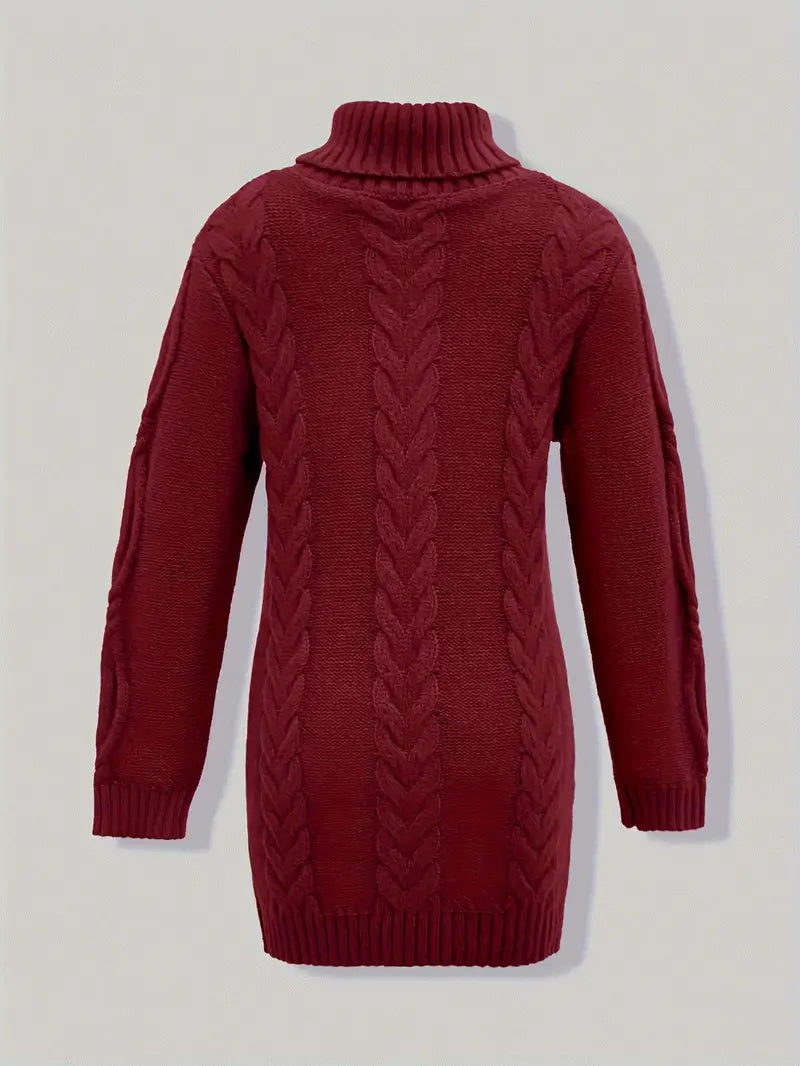 Pull-Robe À Col Roulé En Maille Torsadée Épaisse