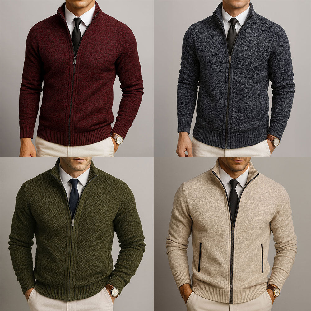 Cardigan Zippé En Laine Mérinos