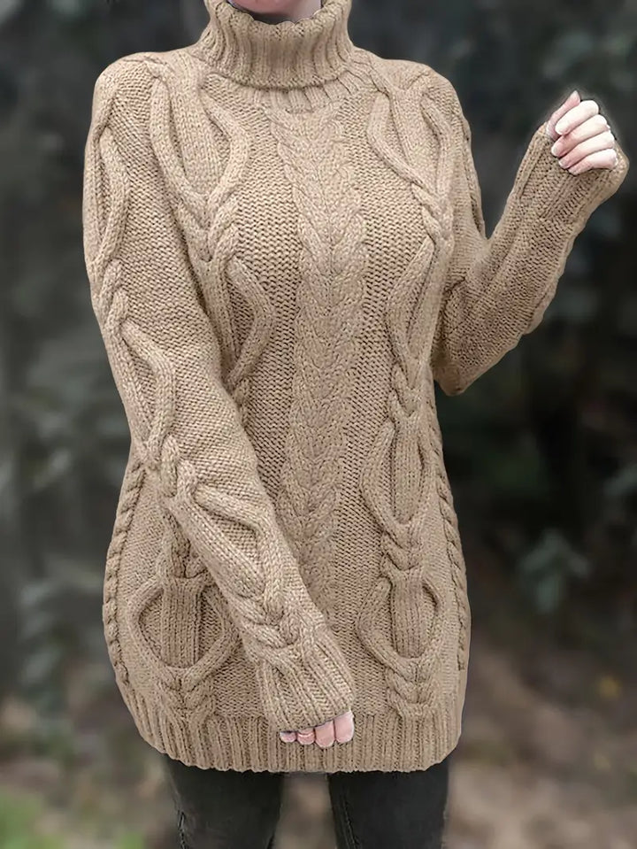 Pull-Robe À Col Roulé En Maille Torsadée Épaisse