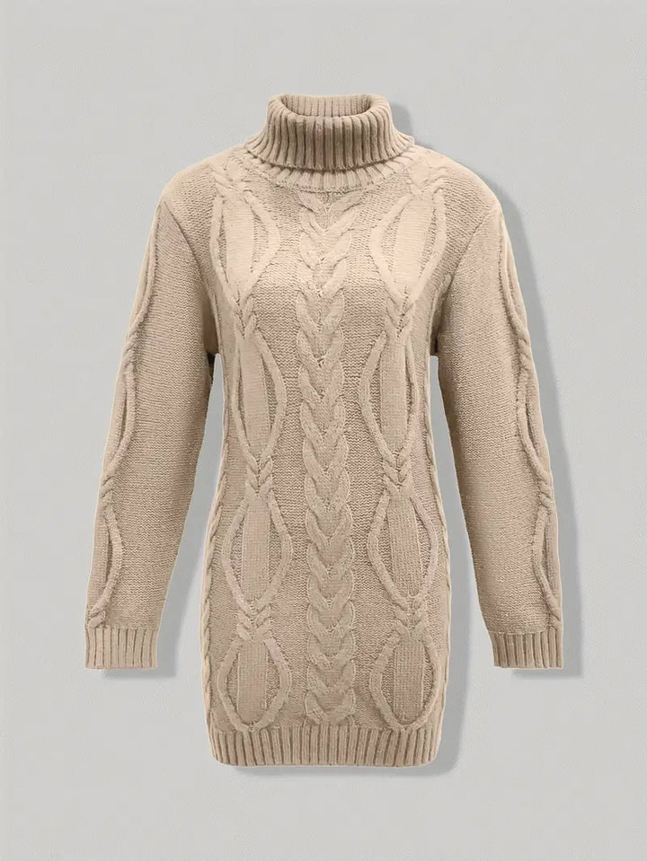 Pull-Robe À Col Roulé En Maille Torsadée Épaisse