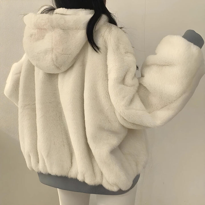 Veste à capuche réversible en laine teddy