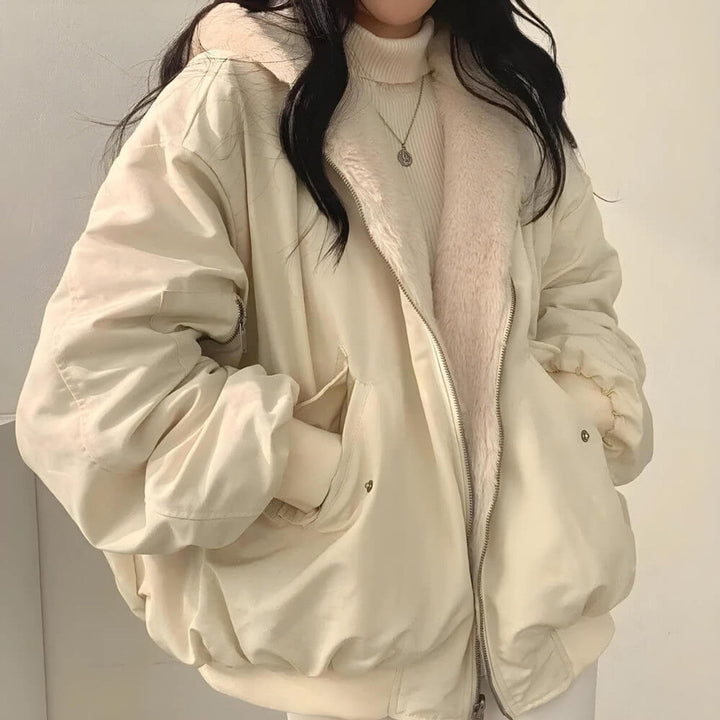 Veste à capuche réversible en laine teddy