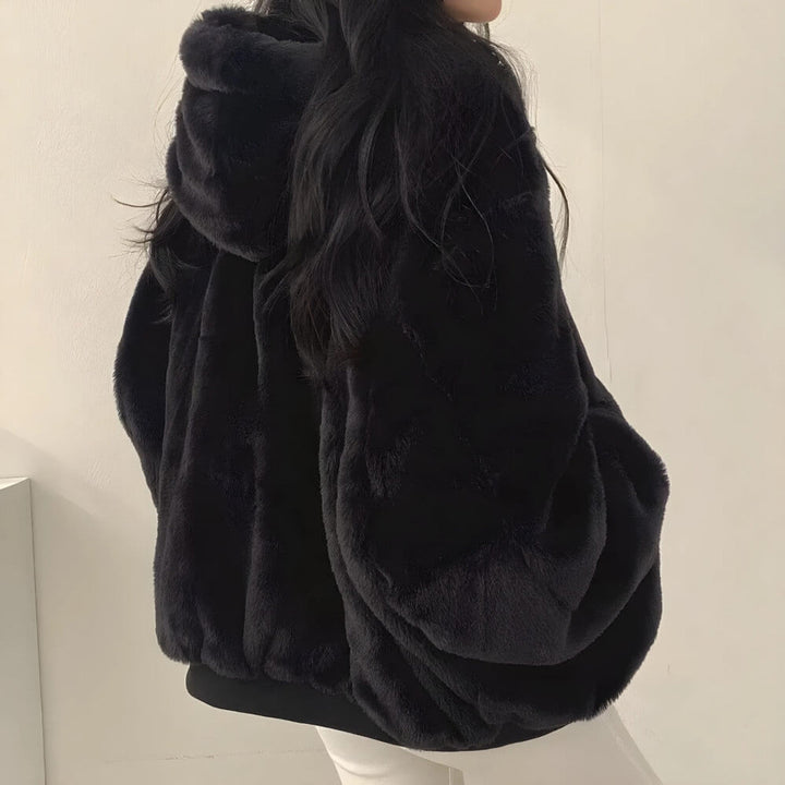 Veste à capuche réversible en laine teddy