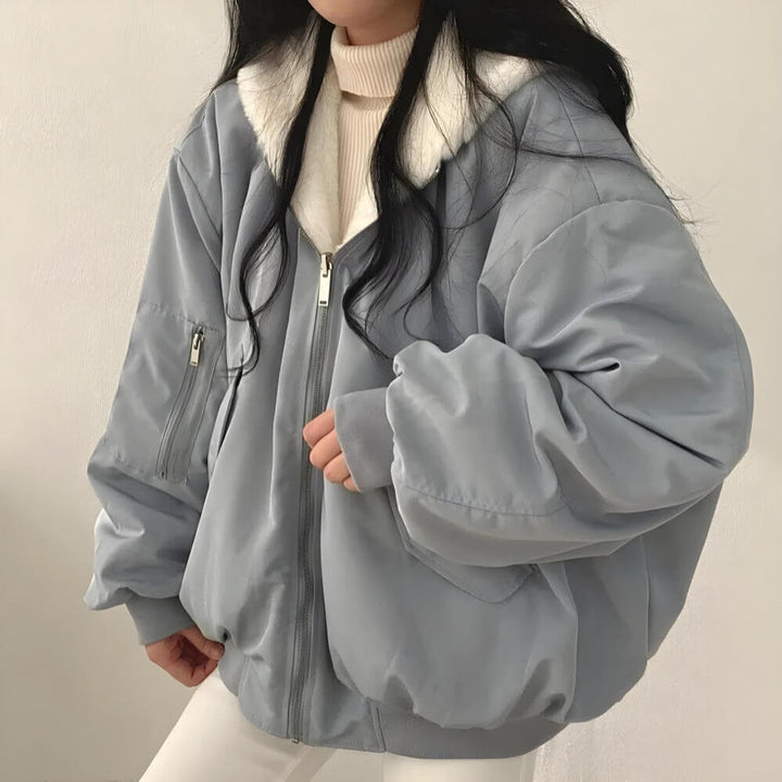 Veste à capuche réversible en laine teddy