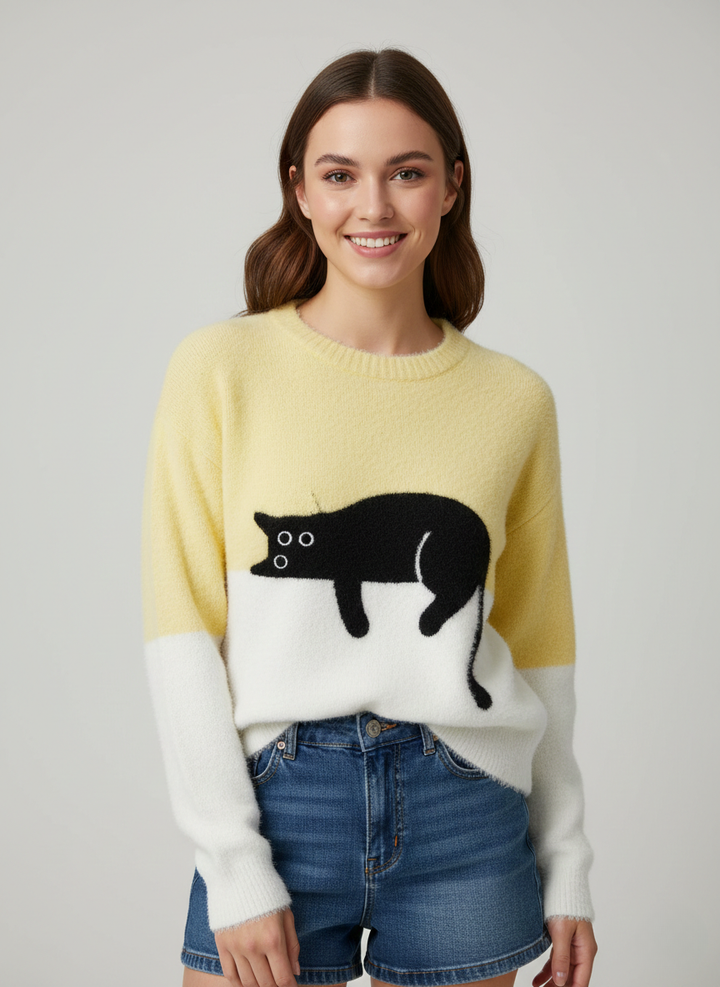 Luna | Sweat Casual à Motif Chat