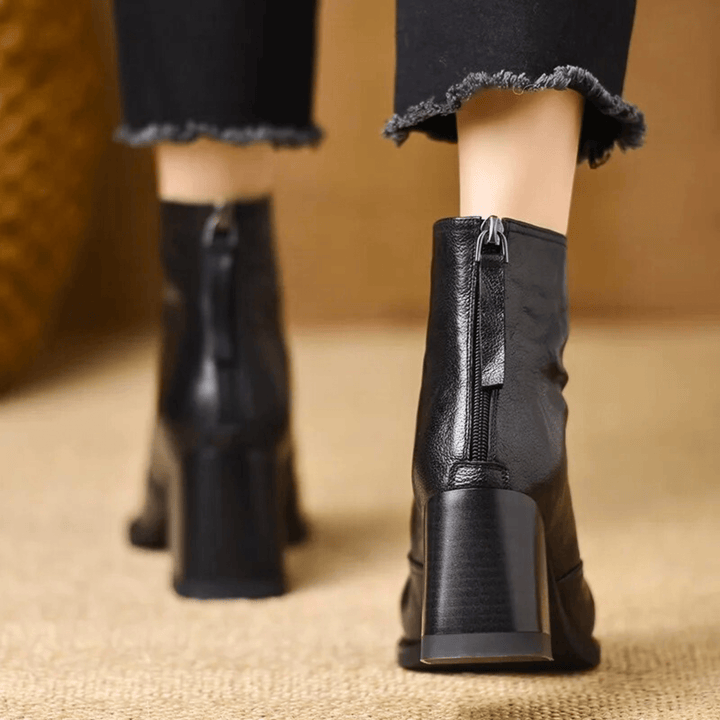 Oriane | Bottines en cuir à talon bloc