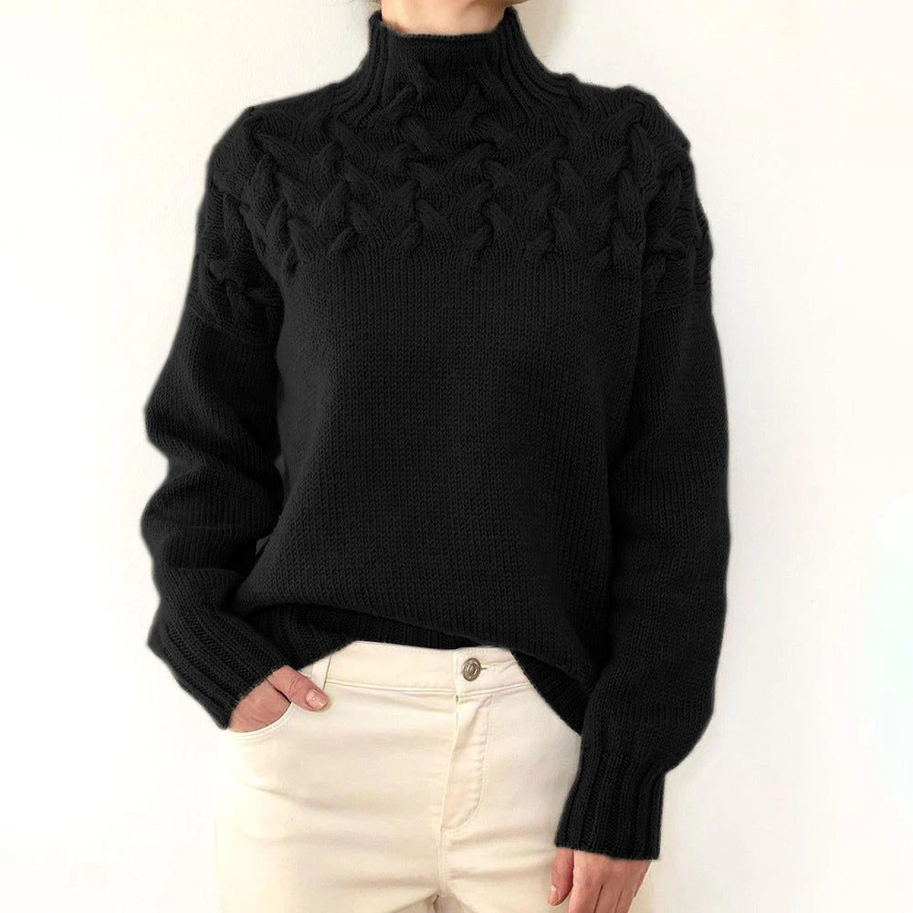 Léa – Pull en tricot élégant à col roulé